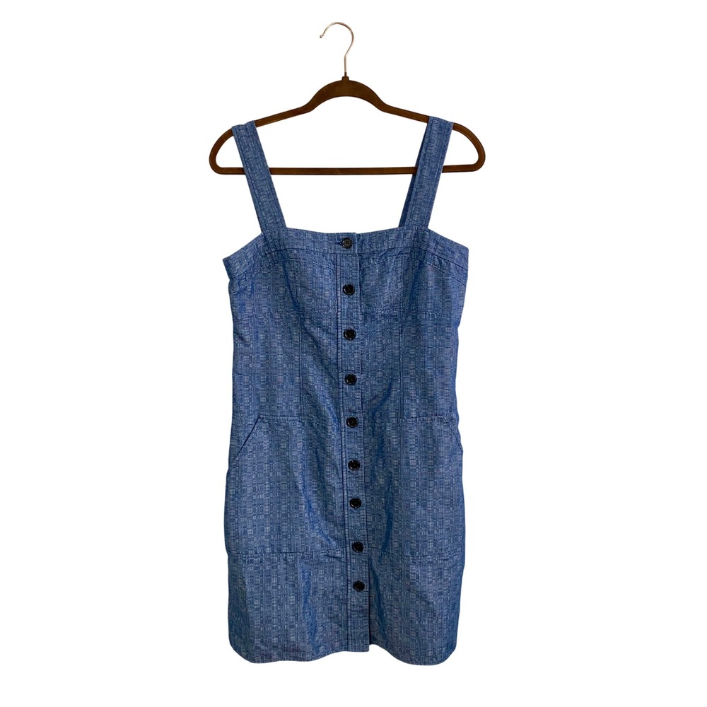 Derek Lam for DesignNation Blue Button Front Chambray‎ Dress Pockets Sz 10